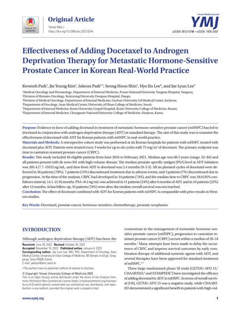 Pdf Effectiveness Of Adding Docetaxel To Androgen Deprivation Therapy For Metastatic Hormone