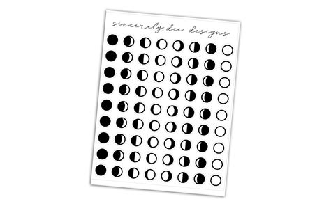 Moon Phases Icons Printable Planner Stickers Foil Ready Etsy