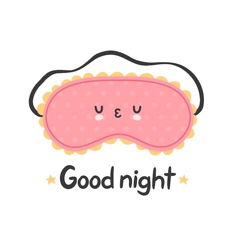 Premium Vector Cute Sleep Mask Good Night Card Flat Cartoon