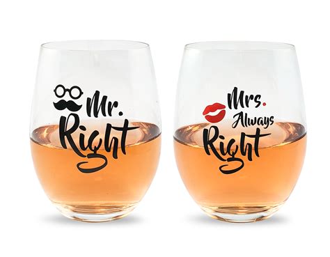 The Dynamic Duo (Mr Right and Mrs Always Right Glasses) | Wedding wine glasses, Wine glasses ...
