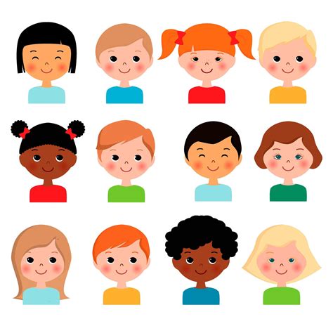 Set Of Different Kids Faces 1217475 Vector Art At Vecteezy