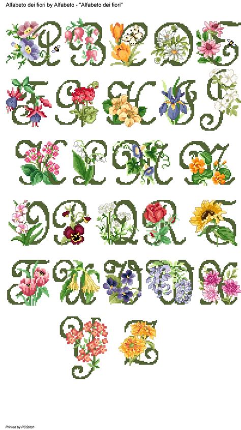 alfabeto dei fiori floral cross stitch floral cross stitch pattern cross stitch alphabet