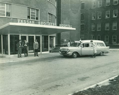 Ambulance Outside Vassar Brothers Hospital Entrance 1961 Poughkeepsie