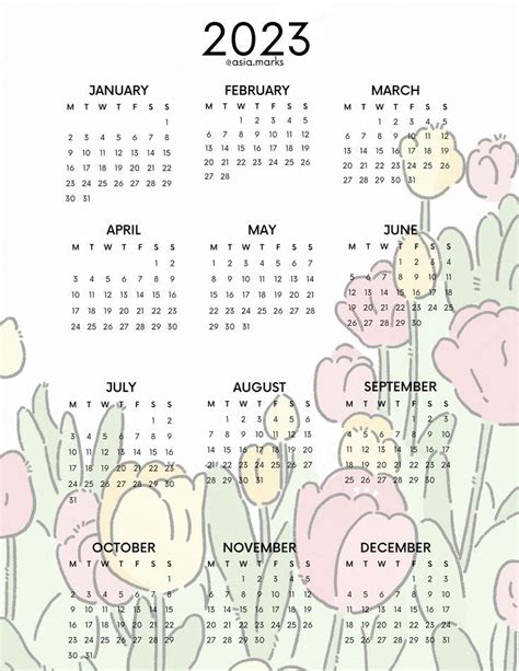 2023 Calendar Artofit