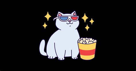 Fat Cat With Popcorn Cat Sticker Teepublic