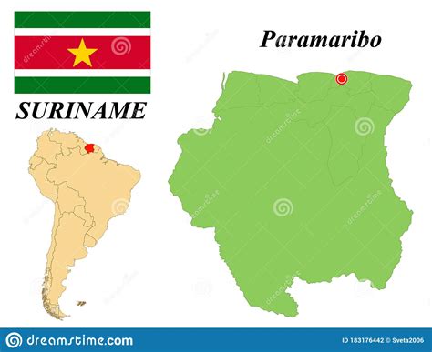 Flag Map Capital Of Suriname Stock Vector Illustration Of Economy Continent