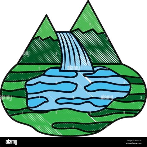 Mountains Waterfall Lake Nature Landscape Stock Vector Image And Art Alamy