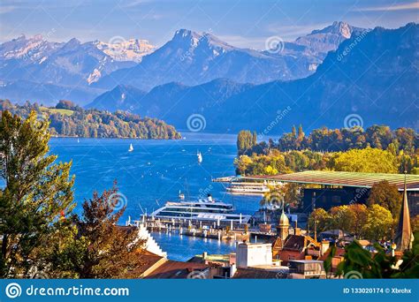 Lake Luzern And Alpine Peaks View Stock Photo Image Of Ancient