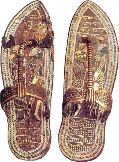 Tutankhamen S Sandals Depicting A Nubian And A Semite The Nubian Is Darker With Distinctive Black