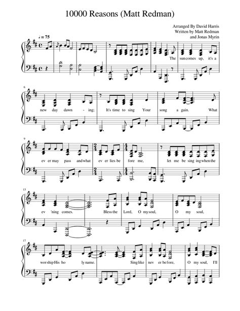 10000 Reasons Sheet Music For Piano Piano Voice Easy
