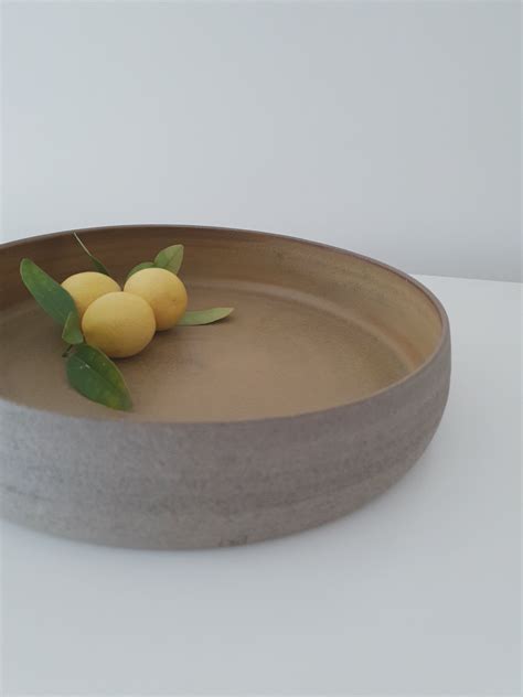 Handmade Pottery Large Serving Bowl, Mustard Yellow Glazed Serving Tray, Oven to Table Serving ...