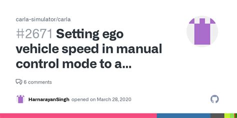 Setting Ego Vehicle Speed In Manual Control Mode To A Custom Value