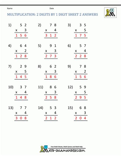Multiply By 2 Worksheets Printable