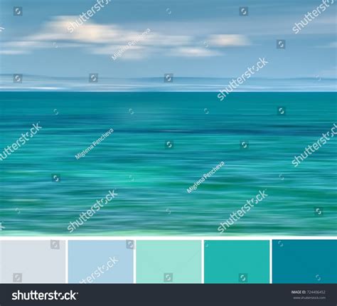 Abstract Blurred Shapes Turquoise Dark Blue Stock Photo 724406452
