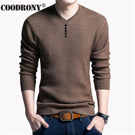Sweaters Para Hombre Coodrony Hombres Suéter Casual Con Cuello En V