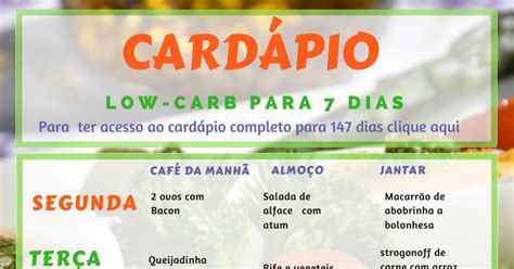 Cardápio low-carb para 7 dias.pdf | Cardapio low carb, Cardapio