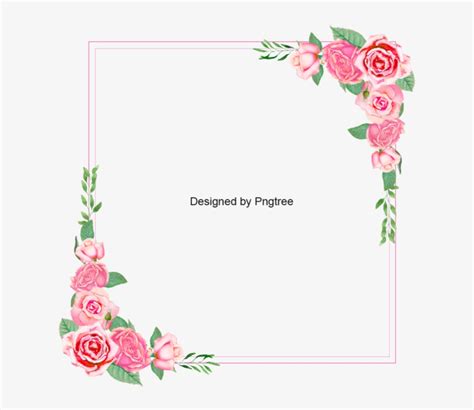 Download Transparent Pink Rose Floral Frame Flower Border Rose Border