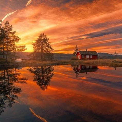 Ringerike Norway Earth Pictures Sky Art Sunset
