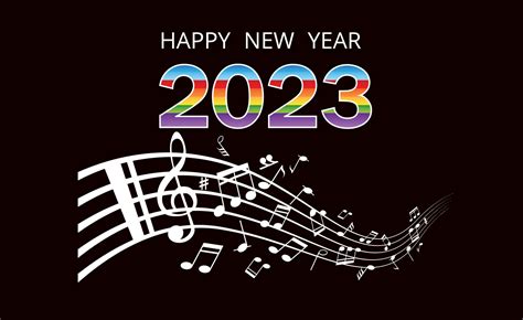 Happy New Year And Music Notes On A Stave 15120847 Vector Art At Vecteezy