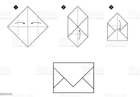 How To Make A Origami Envelope Step By Step Stock Illustration