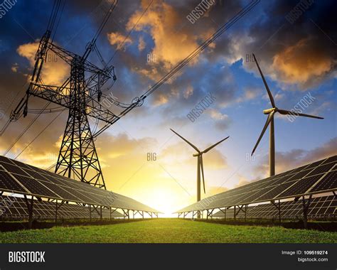 Solar Panels Wind Image And Photo Free Trial Bigstock
