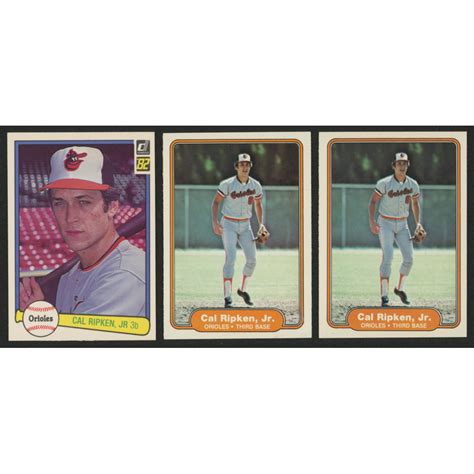 Lot Of 3 Cal Ripken Jr 1982 Rookie Baseball Cards With 1 Donruss