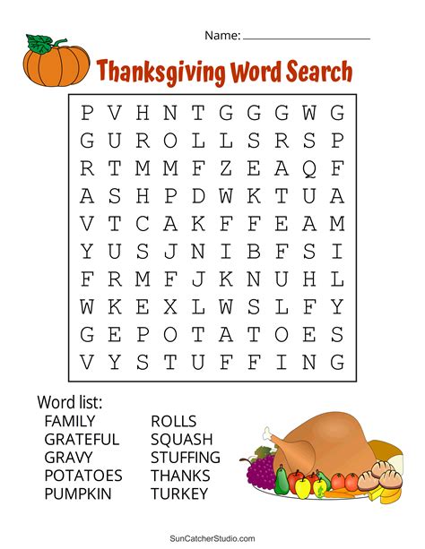 Thanksgiving Word Search Free Printable Puzzles Diy Projects