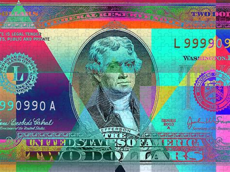 Obverse Of A Colorized Two U S Dollar Bill Jigsaw Puzzle By Serge