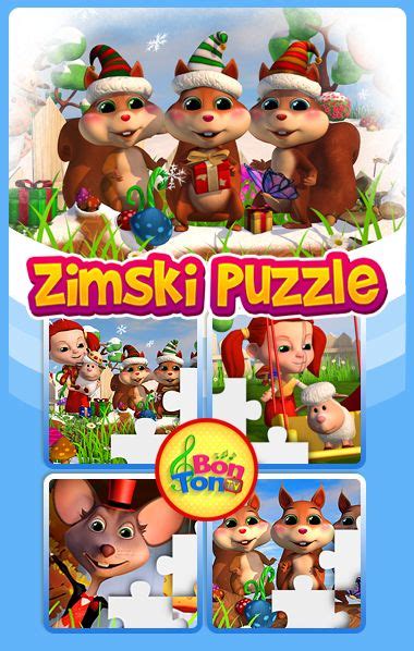 Tri vjeverice male Zimski Puzzle - Dječje igre | Puzzle, Bon bons ...