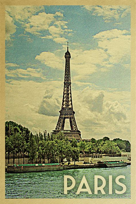 Paris Vintage Travel Poster Eiffel Tower Digital Art By