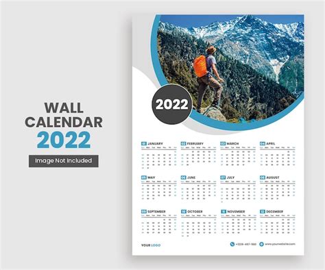 Premium Psd 2022 Wall Calendar Design Single Page