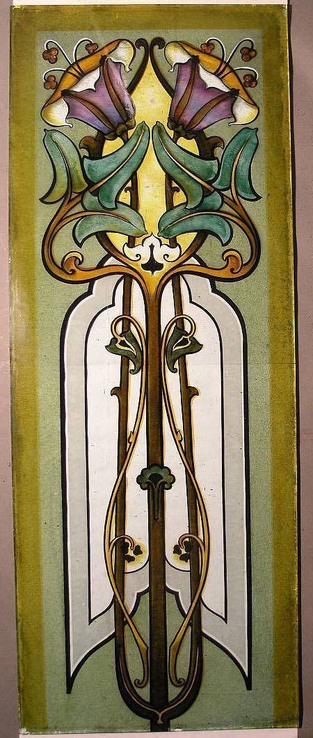 Contemporary Art Nouveau Stained Glass Door Window Usa Art Stained Art Nouveau Tiles Glass Art