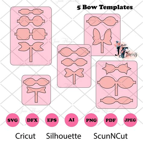 Faux Leather Bow Template Svg Bow Pattern Svg Bundle For Etsy In