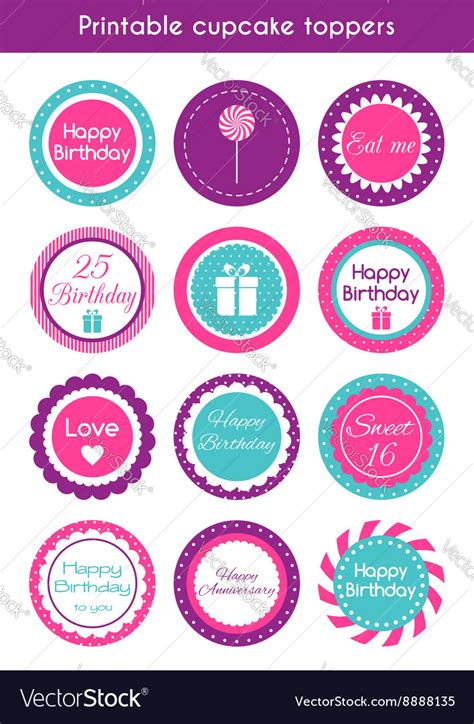 Use the free svg files to cut them on a cricut or cut them yourself to top a cake with a homemade cake topper perfect for celebrating! Printable cupcake toppers Royalty Free Vector Image