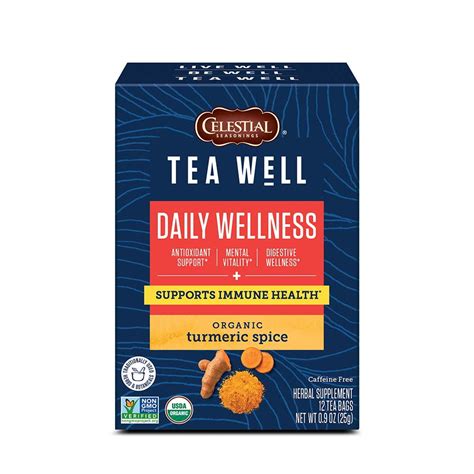 Celestial Seasonings TeaWell Organic Turmeric Spice Daily Wellness Tea