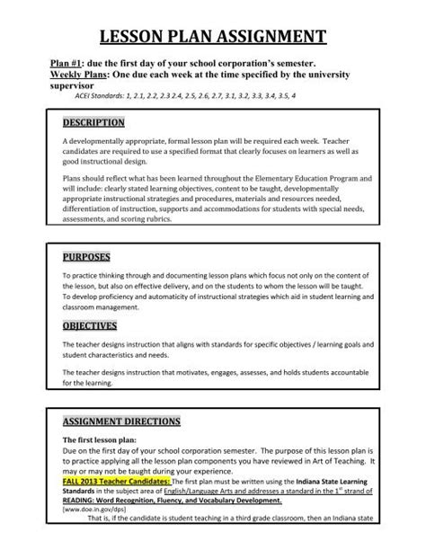 Lesson Plan Template For Teacher Observation Classroom Observation