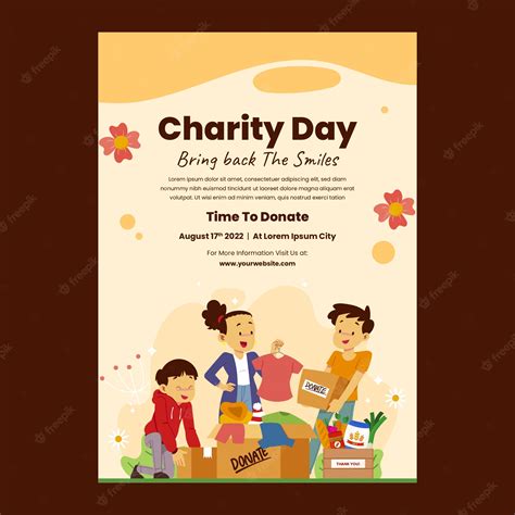 Premium Vector Hand Drawn Flat Charity Event Poster