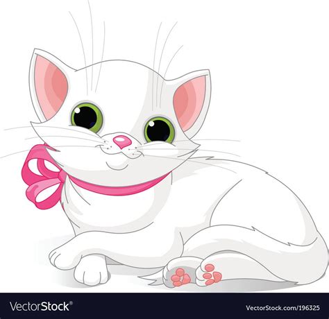 Cute White Cat Royalty Free Vector Image Vectorstock In 2021 Cat