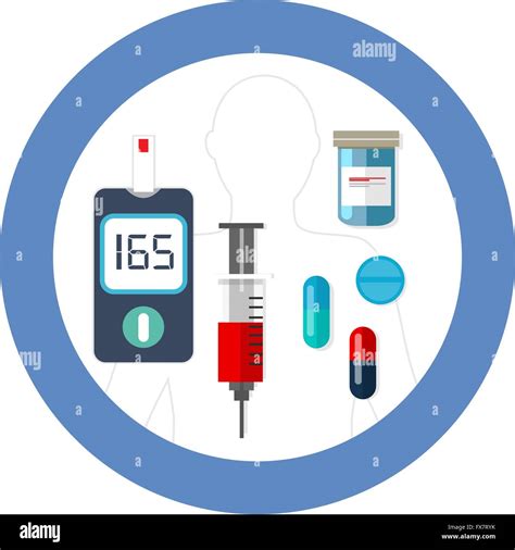 World Diabetes Day Blue Circle Symbol With Icon Vector Blood Glucose