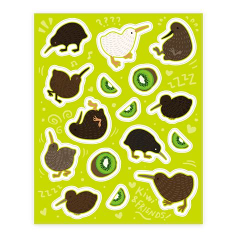 Kiwi Pattern Stickers and Decal Sheets | LookHUMAN | Decal sheets, Kiwi bird, Cute stickers