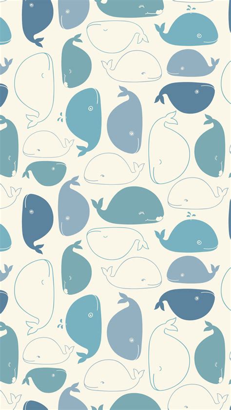 Vintage Whale Funny Doodle Drawing Pattern Образец обоев