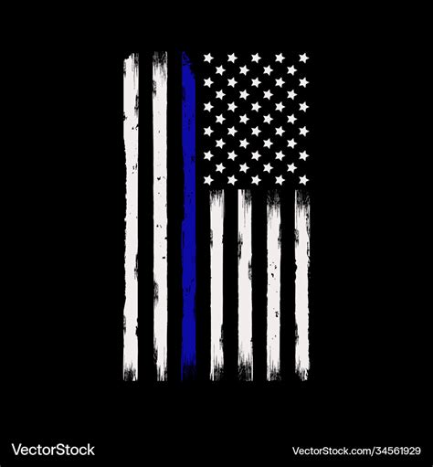 Thin Blue Line American Flag Design Background Vector Image