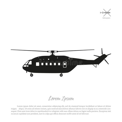 Black Helicopter Silhouette On A White Background Side