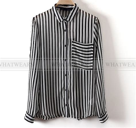 Black And White Vertical Striped Long Sleeve Shirt Mens Olive Shirt