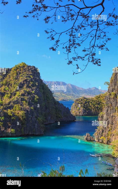 Philippines Palawan Coron Island Kayangan Lake Elevated View From