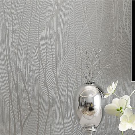 Solid Color Modern Silver Grey Gray Striped Wallpaper Bedroom Wall