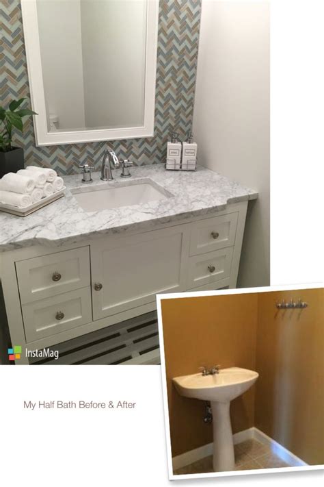My Half Bath Before And After Custom Made Vanity Carrara Marble And