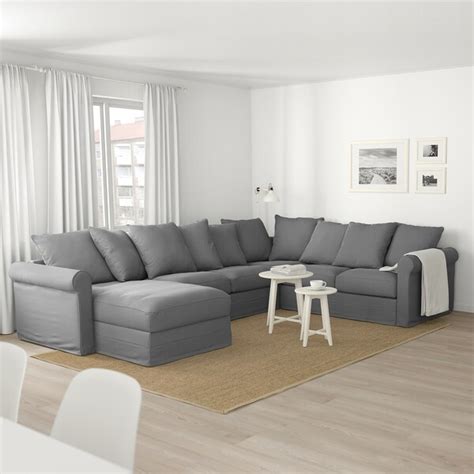 Customers have complained that this sofa tends to hold onto fuzzies a bit more than they'd like and require a bit more effort to clean. GRÖNLID Corner sofa, 5-seat, with chaise longue/Ljungen ...