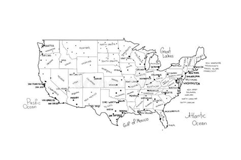 Usa Map Vector Hand Drawned Vector Illustration Of United States Of