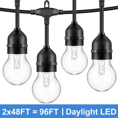 2 Pack 48ft Dimmable Led Outdoor String Lights For Patio Daylight